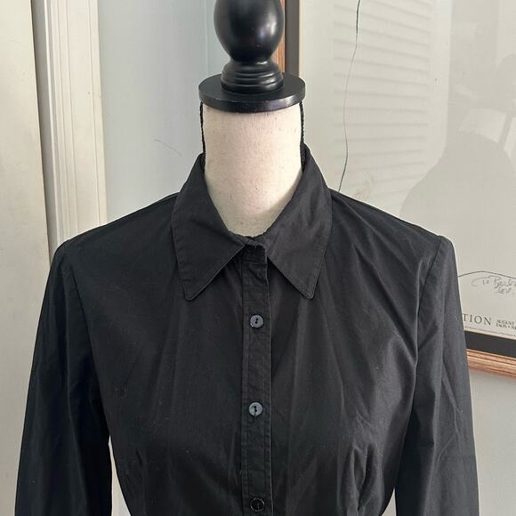 J PETERMAN Womens Shirt 10 Black Button Down 3/4 Sleeve Stretch Classic Career - Picture 2 of 9